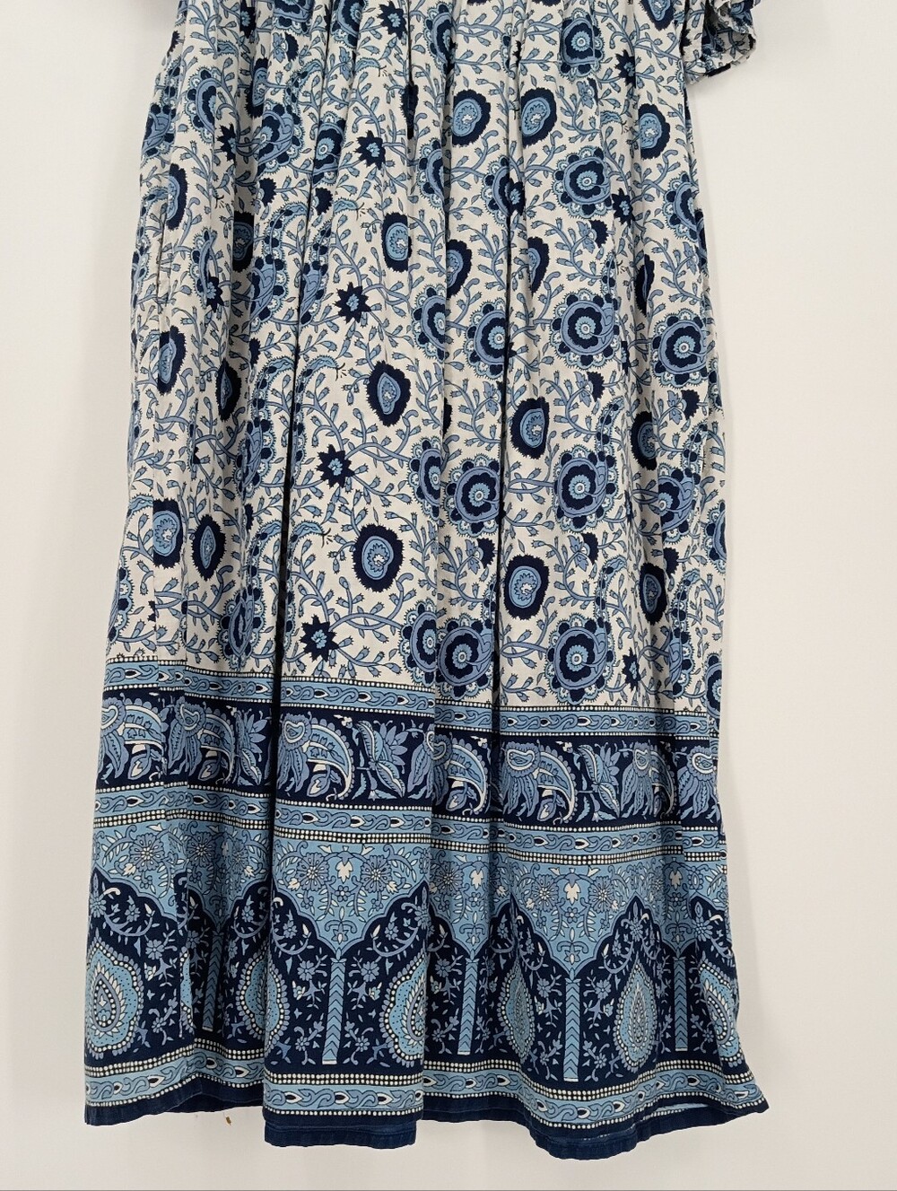 The Vermont Country Store Blue Paisley V-Neck Midi Dress Cottagecore Loungewear - Picture 5 of 6